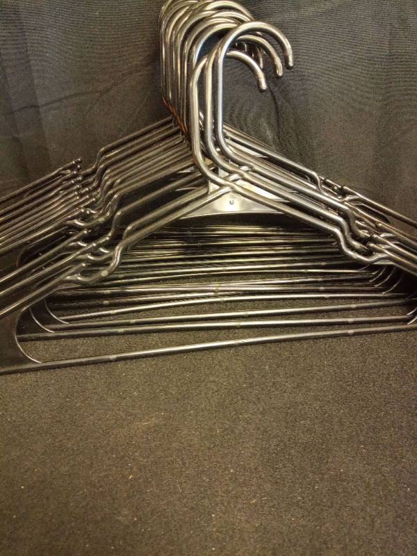 lot 2043 image: Bulk Black Plastic Hangers - Set of 20 - Retail $15