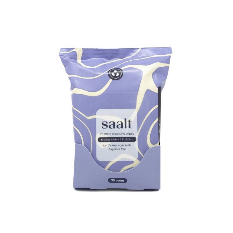 lot 2062 image: Saalt Dual Purpose Intimate and Menstrual Cup Flushable Wipes - 30ct - Retail $10