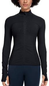 lot 2130 image: colorskin Workout Jackets for Women Full Zip Athletic Running Track Jacket with Pockets Slim Fit Yoga Jacket with Thumb Holes(Black,Medium) - Retail $23,734