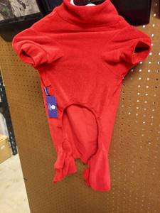 lot 2142 image: cyeollo Warm Dog Pajamas Winter Coats Fleece Dog Pjs Stretchy Turtleneck Thermal Pet Clothes Medium Dogs Pajamas for Cold Weather, Red 2XL - Retail $30