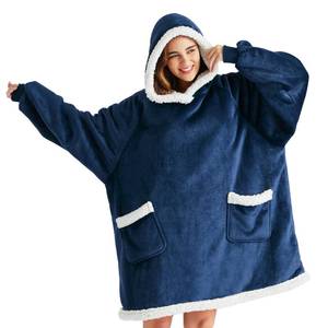 lot 2143 image: Bedsure Blanket Hoodie, Wearable Blanket Hoodie as Gifts for Mom, Birthday Gifts for Women Kids Teens Sherpa Sweatshirt, Navy, Standard - Retail $33