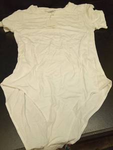 lot 2179 image: Mangopop white Cotton Bodysuit Short Sleeve M - Retail $8