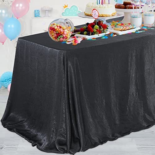 lot 1237 image: Black Rectangle Tablecloth Thin Velvet Table Clothes 90x132 inch Wrinkle Resistant Table Cover for Parties Banquet Kitchen Dining Wedding for 6 Foot Rectangle Tables Retail $27.72