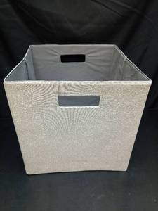 lot 1031 image: Beige Fabric Storage Bin with Gray Interior - Retail $14