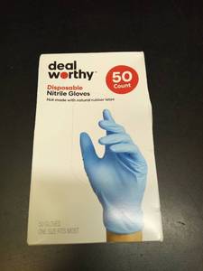 lot 1033 image: Deal Worthy Disposable Nitrile Gloves 50 Count Box - Retail 14