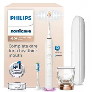 lot 1058 image: Philips Sonicare DiamondClean Smart 9300 Electric Toothbrush - Rose Gold, Model HX991R.  Power Verified.  Includes Wand, Charger base & glass, Case.  - Retail $200