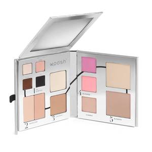 lot 1110 image: Woosh Beauty Fold Out Face Makeup Palette for Women, Nonrefillable �� All-in-One Face Makeup Kit with Foundation, Concealer, Contour, Blush, Highlighter, Eyeshadow �� Curated Shades by Skin Tone - Retail $80