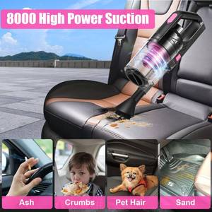 lot 1113 image: VARSK Car Vacuum Cordless Rechargeable, 8000PA High Power Handheld Vacuum Cleaner with 17PCS Car Cleaning Kit, Pink Auto Accessories for Women Gift - Retail $50