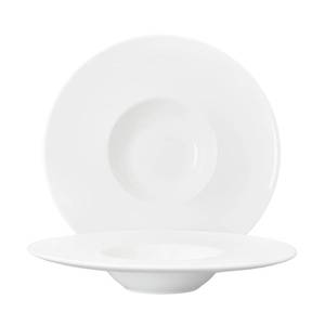 lot 1114 image: YALONG 11 Inch Pasta Bowls Set of 2, 10 oz Rimmed Soup Plates with Wide Rim, White Porcelain Pasta Plates and Soup Bowls, Shallow Pasta Bowls for Salad and Dining, Microwave & Dishwasher Safe - Retail $29
