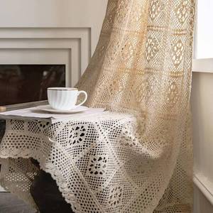 lot 1118 image: Yunsurey Rustic Crochet Curtains for Living Room Farmhouse Hollow Knitted Lace Curtain Panels for Bedroom Rod Pocket Boho Cotton Window Drapes for Doorway 1 Panel W39 X L71 Inch - Retail $27