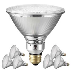 lot 1157 image: EdisonPar PAR38 Full Glass Commercial Grade LED Light Bulb, 14W120W Equivalent 1450 Lumens 20000 Hours Classic Flood Light Bulbs, Dimmable Warm White 3000K 100Degree Beam Angle T20CEC Listed, 6-Pack - Retail $54