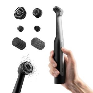 lot 1162 image: HOTO Wand Cordless Spin Scrubber, Electric Rechargeble Grout Cleaning Brush, IPX7 Waterproof Bathroom Scrubber, 12 Replaceable Brush Heads Version Power Scrubber for Grout, Tiles, Corners, Crevices - Retail $40
