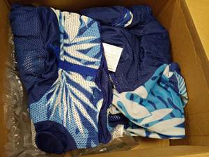 lot 1167 image: Luxury Aqua Pool Lounger Lake Float - 2 Pack - 2 in 1 Design (Pool Lounge  Tanner) Size XL Contoured Head & Footrest - Coolweave Mesh Blue Stripe - Retail $80