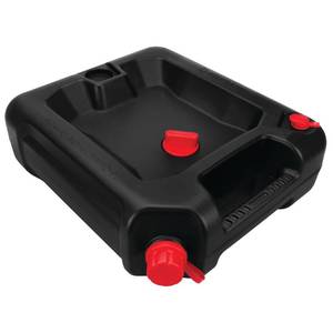 lot 1170 image: Oil Changing Kit - Performance Tool W4077 16-Quart Oil Drain Container, Deep Drain Well, Integrated Handle, Sealing Rubber Gaskets, Funnel and rags included - Retail $33