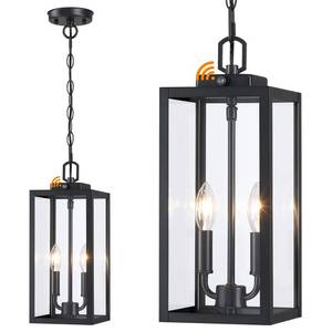 lot 1187 image: Large Outdoor Pendant Light 2-Light, 15 Dusk to Dawn Modern White Metal Outside Chandelier Exterior Hanging Fixture Ceiling Mount with Clear Glass for Front Porch Entrance Foyer Entryway, 1 Pack - Retail $60