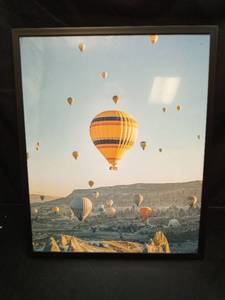 lot 1223 image: Hot Air Balloons Over Desert Landscape Framed Photograph - Retail $15