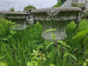 lot 24996 image: Lot of 2 Large Stone Garden Urns with Classical Design
