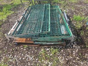 lot 24007 image: (2) Mobile Metal Platforms W Green Wire Racks