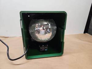 lot 4 image: Disco Ball Mirror Ball Light with Motor and Green Housing