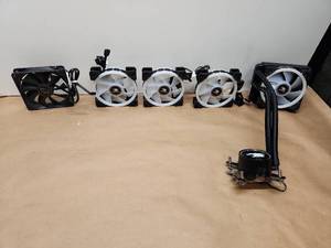 lot 27 image: PC Cooling Fans and Liquid CPU Cooler Bundle