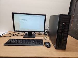 lot 49 image: HP ProDesk Desktop Computer with Dell Monitor, Keyboard and Mouse