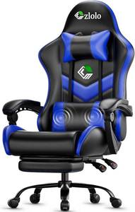 lot 342077 image: Retails for $110 Czlolo Gaming Chair, Ergonomic Office Computer Chair with Footrest and Lumbar Support Massager Racing Style High Back Video Gamer Chair, Wide Thick Cushion, 90 -135  Recline, Adjustable Height, Blue