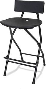 lot 231479 image: Retails for $111 EventStable TitanPRO Folding Bar Stool with Backrest - Black Metal Frame Stool with Back Support - Durable and Sturdy Folding Stool for Outdoor Kitchen Shop Cafe