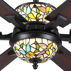 lot 442034 image: Retails for $170 Ceiling Fans with Lights - 52 Black Ceiling Fan Chandelier with 6 Dual-Blades and Glass Shade, 6 Speeds and Reversible, Indoor and Outdoor Antique Fan Light Fixture, Retro Style Butterfly D cor 8268