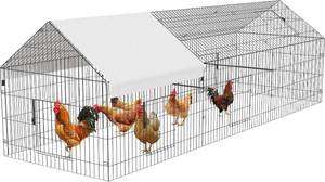 lot 452055 image: Retails for $130 NUGRIART Metal Chicken Coop 130 40 40 Chicken Run with Waterproof Cover Portable Poultry Cage Walk in Hen House Outdoor Backyard Farm Animal Enclosure Crate Pet Playpen Exercise Pen for Rabbit Duck