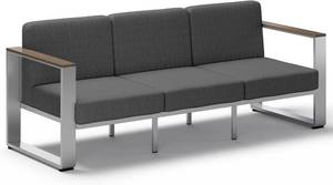 lot 131331 image: Retails for $300 Outdoor Aluminum 3-Seat Sofa, Modern Patio Patio Furniture with Wide Seat and Thick Cushions, All-Weather Oversized Couch for Deck, Porch (Sand)