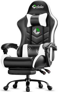 lot 231441 image: Retails for $110 Czlolo Gaming Chair, Ergonomic Office Computer Chair with Footrest and Lumbar Support Massager Racing Style High Back Video Gamer Chair, Wide Thick Cushion, 90 -135  Recline, Adjustable Height, White