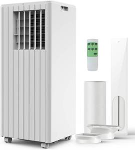 lot 391679 image: Retails for $215 Garvee 8000 BTU Portable Air Conditioner, Complete Window Kit & Remote Included - Easy Setup, Cools 350 Sq. Ft Rooms, 24-Hr Timer, Sleep Mode, Quiet Operation, White