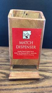 lot 5306 image: Handcrafted Wood Match Dispenser with Chef Logo
