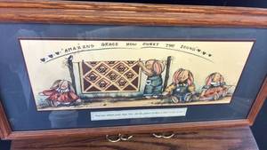 lot 5327 image: Amazing Grace How Sweet The Sound Framed Religious Print with Bunny Children