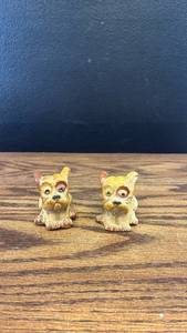 lot 5341 image: Pair of Small Ceramic Dog Figurines salt and pepper shakers