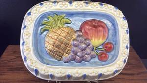 lot 5347 image: Hand-Painted Fruit Motif Ceramic Serving Platter