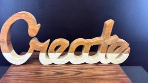 lot 5348 image: Handcrafted Wood Create Sign