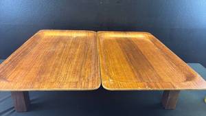 lot 5353 image: Mid-Century Modern Teak Wood Serving Tray Set