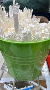 lot 5436 image: Large Collection of White Plastic drinking straws