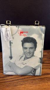 lot 5356 image: Elvis Presley Black Leather Handbag Purse