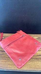 lot 5369 image: Red Leather Crossbody Bag with Multiple Compartments