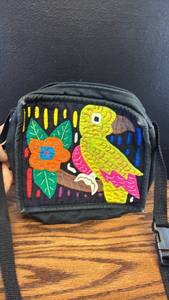 lot 5380 image: Embroidered Parrot Crossbody Bag