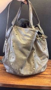 lot 5385 image: Alcanto Collezioni Gray Leather Studded Handbag
