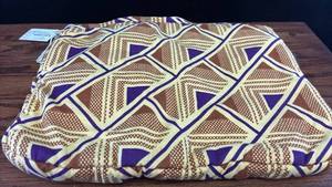 lot 5395 image: African Kente Style Fabric Pouch with Geometric Pattern