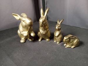 lot 40940 image: Brass Rabbit Figurine Collection Set of Four