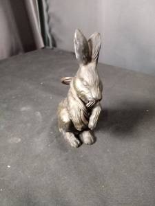 lot 40947 image: Decorative Rabbit Figurine with Copper Wire Accents