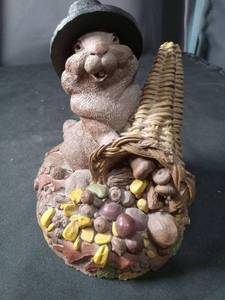 lot 40952 image: Pilgrim Rabbit Thanksgiving Figurine with Cornucopia