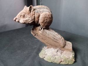 lot 40960 image: Hand-Carved Woodland Chipmunk Figurine on Log Base