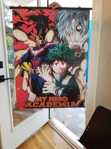 lot 2216 image: My Hero Academia Anime Wall Scroll Poster with Hanging Rods