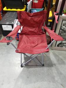 lot 3785 image: Red Folding Camping Chair with Cup Holder